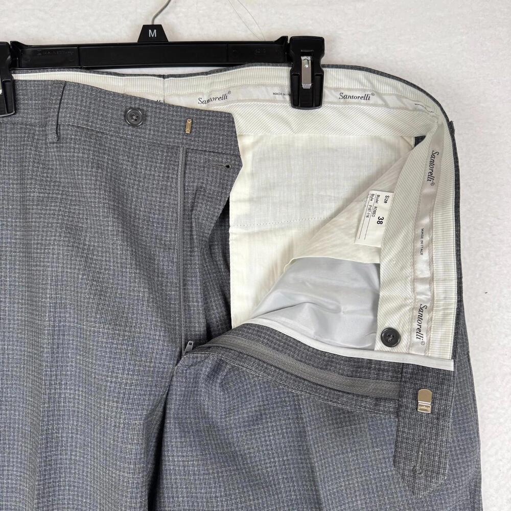 NEW Santorelli Size 38 Romeo Gray Wool Luxury Dress Pants Unfinished Hem Italy - Picture 5 of 10